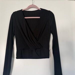 Good American Black Wrap Blouse